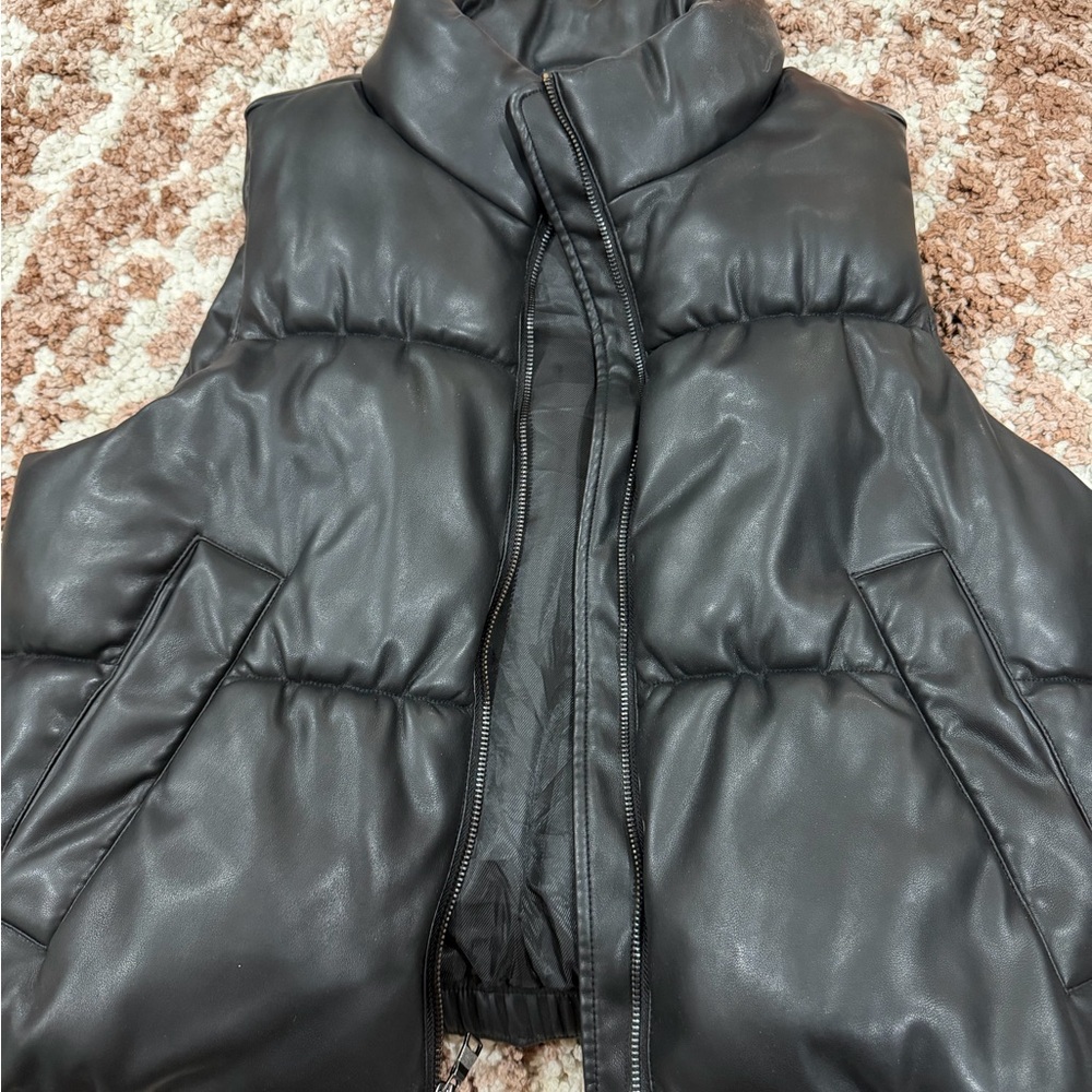 Banana Republic Faux Leather Puffer Vest
